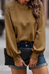 Lace Shoulder Waffle Knit Raglan Long Sleeve Top